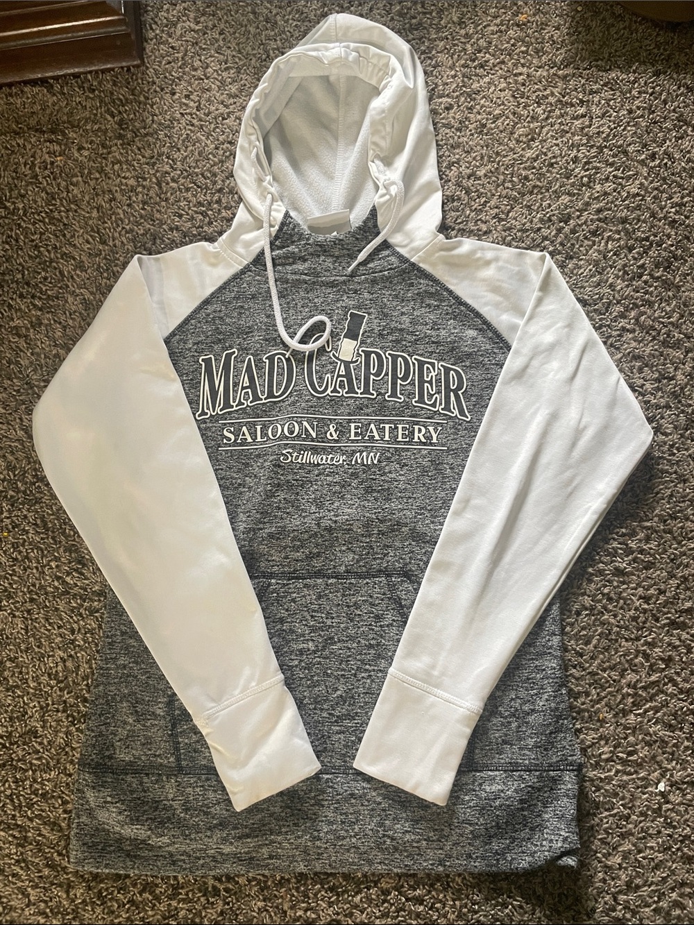 J. America Two-Tone Hooded Pullover - White & Gray